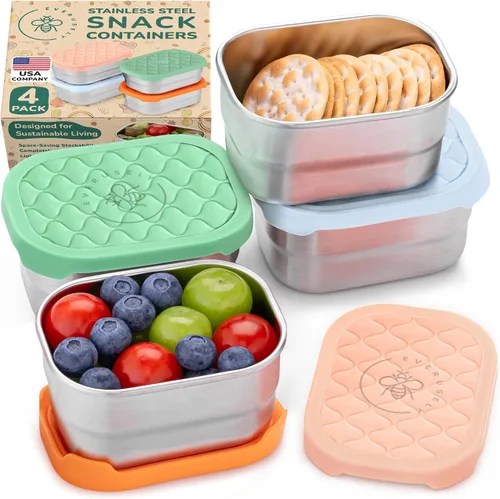 Everusely - Recipientes de acero inoxidable para aperitivos – 8 oz / 7.8 fl oz, paquete de 4, Fall Fest - Cajas de almacenamiento de alimentos a