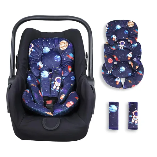 Miniatura 9 de SWESEN Inserto de asiento de automóvil infantil con 2 almohadillas para correa, soporte súper suave para la cabeza y el cuerpo del asiento