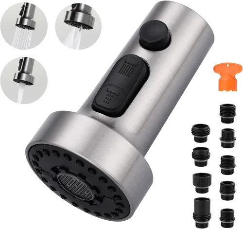 Reemplazo de Cabezal de Grifo Extraíble: Reemplazo de Cabezal de Rociador de Grifo de Cocina de 3 Funciones con 9 Adaptadores - Cabezal de Grifo de