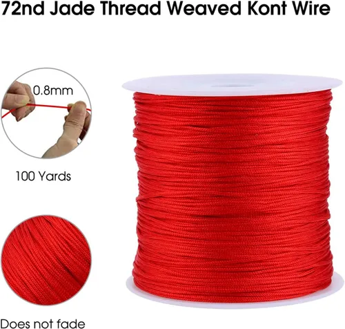 Miniatura 8 de Yosoo Health Gear Cordón de nylon rojo para hacer joyas, hilo para pulsera, hilo rojo original