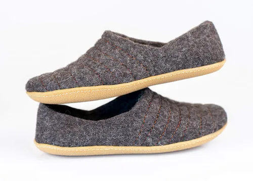 Miniatura 6 de BureBure Women's Wool Slippers Cocoon Clogs Dark Grey Brown