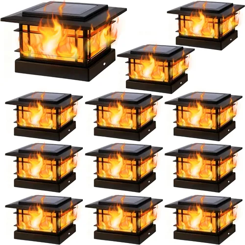 Miniatura 20 de Dynaming Luces solares de 4 x 4 para exteriores con 2 modos de color, luces solares para poste de valla, carcasa negra para postes de vinilo/madera