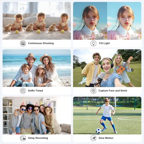 Miniatura 6 de Cámara digital 4K para fotografía, pequeña cámara de videoblogs con pantalla giratoria para YouTube, zoom 16X de 50MP, cámaras de viaje portátiles