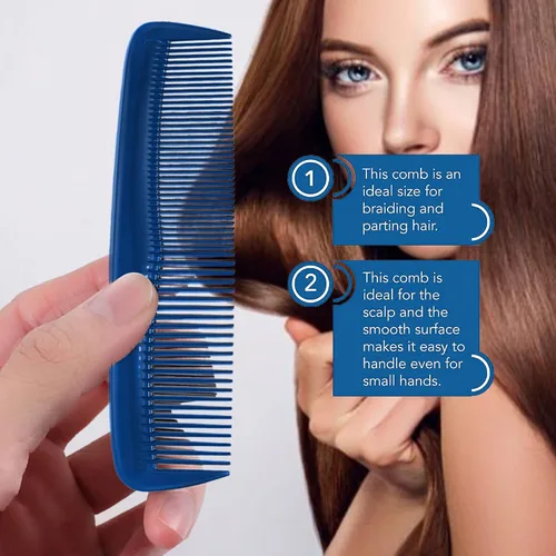 Miniatura 4 de Soft 'N Style Cuidado del cabello, 4 paquetes de peines irrompibles - peine para hombres/peine de dientes finos/peines para cabello Azul marino