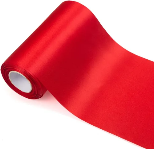 Miniatura 7 de Rollo de cinta de satén rojo de 4 pulgadas de ancho, 24.1 yardas de largo a granel para decoración de Navidad, ceremonia de cumpleaños, lazos