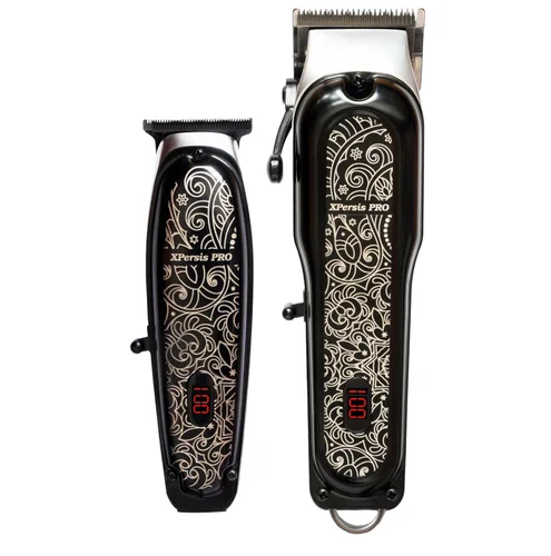 PRO X-1988 Paquete combinado de cortapelos inalámbrico, silencioso y de baja vibración + recortadora de pelo súper resistente, peluquero y estilista