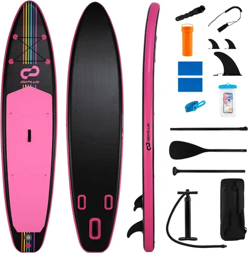 Miniatura 17 de Goplus Tabla de remo inflable de pie, 10 pies/10.5 pies/11 pies con paquete de accesorios, paleta ajustable, bolsa de transporte, aleta, bomba