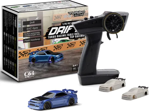 Miniatura 17 de FLYCOLOR Turbo Racing 1:76 C82 RC Truck Car Full Proporciontional RC Mini Sports Car Control remoto para adultos Regalo (negro)