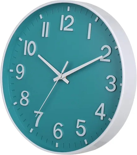 Miniatura 3 de HZDHCLH Relojes de Pared Verde Azulado con Pilas, 12 pulgadas, Silencioso, Sin Tictac, Moderno, para Sala de Estar, Dormitorio, Cocina, Oficina
