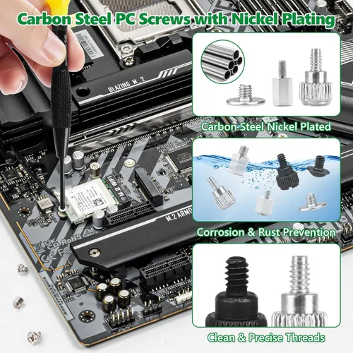 Miniatura 2 de 165 piezas de kit de tornillos para computadora para reparación de laptop y PC - Tornillos PCIe NVMe M.2, tuercas de separación, kit de tornillos