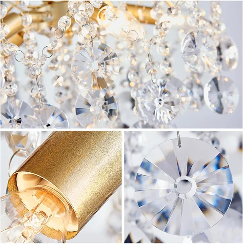 Miniatura 5 de WUZUPS Candelabro colgante de cristal con 5 luces, lámpara de techo moderna para dormitorio, pasillo, bar, cocina, baño, 20.3 pulgadas de alto