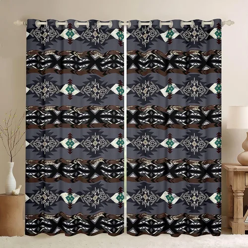 Miniatura 28 de Cortinas opacas de estilo bohemio occidental de 76 x 45 pulgadas, cortinas y cortinas de atrapasueños de vaca, cortinas del suroeste, cortinas