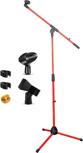 Miniatura 9 de 5 Core Soporte de micrófono de piso universal de altura ajustable trípode soportes de micrófono w brazo telescópico extensible plegable portátil w 2