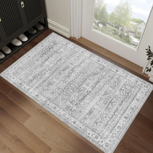 Miniatura 2 de Alfombra de 2 x 3 pies, antideslizante, lavable, de pelo bajo, suave, delgada, pequeña, alfombra vintage y bohemia para interiores, alfombras