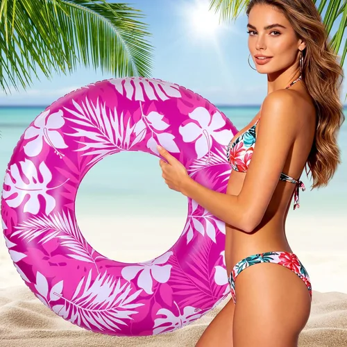 Miniatura 18 de 2 tubos de piscina para adultos de 42 pulgadas, flotadores inflables grandes de 42 pulgadas, hojas tropicales, flotadores inflables para piscina