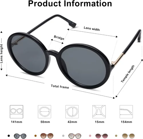 Miniatura 3 de SOJOS Gafas de sol redondas vintage para mujer estilo clásico retro SJ2121