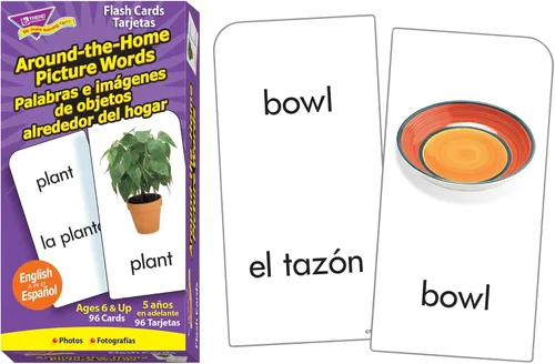 Miniatura 2 de Trend Enterprises: Bilingüe - Tarjetas didácticas para taladro de habilidades, fotos y palabras, forma emocionante para que todos aprendan inglés