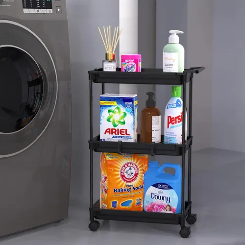 Miniatura 8 de SimpleHouseware Carrito de almacenamiento delgado de 3 niveles, negro