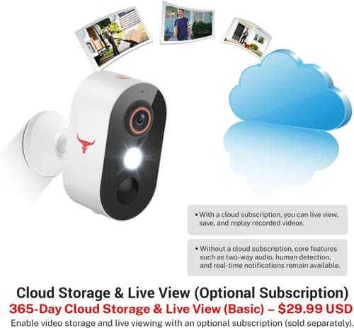 Miniatura 8 de Cámara de seguridad inalámbrica de 1080p con detección humana de IA, visión nocturna, conversación de 2 vías, almacenamiento en la nube, WiFi