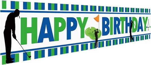 Miniatura 5 de Cartel grande de golf de feliz cumpleaños, suministros y decoraciones para fiestas temáticas para hombres, niños, adultos, niños, decoración