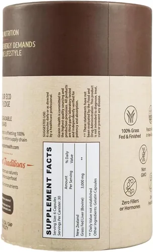 Miniatura 2 de Hígado de res alimentado con pasto de Nueva Zelanda - Liofilizado 3000 mg por porción (500 mg por cápsula) (30 porciones)