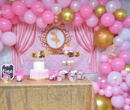 Miniatura 4 de Fondo de poliéster de 6 x 4 pies para decoración de fiesta de cumpleaños, suministros de fiesta de princesa, telón de fondo de ballet