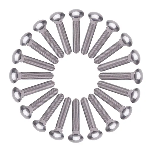 Miniatura 10 de MroMax 50 pernos de carro M6x12mm cabeza media redonda cuello cuadrado pernos sujetadores de acero inoxidable 304 cuello carro perno tono plateado