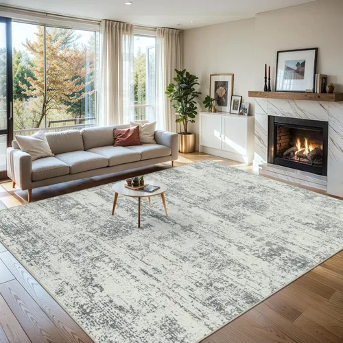 Miniatura 9 de Alfombras de 6x9 para sala de estar - Alfombra lavable moderna abstracta suave grande neutral antideslizante para piso interior resistente a manchas