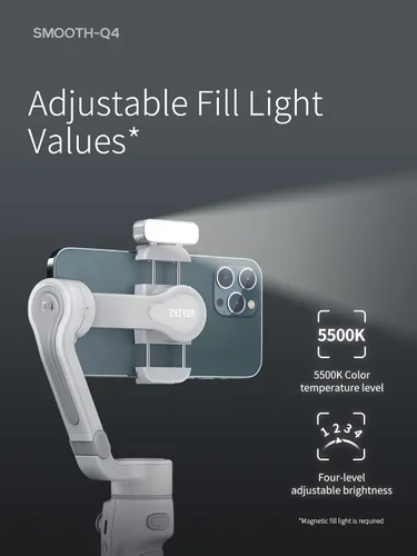 Miniatura 6 de ZHIYUN Smooth Q4 Combo cardán estabilizador, cardán de teléfono inteligente de 3 ejes, barra de extensión incorporada, plegable y portátil, cardán