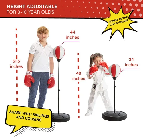 Miniatura 9 de Whoobli Punching Bag for Kids and Toddler Incl Boxing Gloves 3 4 5 6 7 8+ Years Old Adjustable Kids Boxing Bag with Stand Sports Toy for Boys