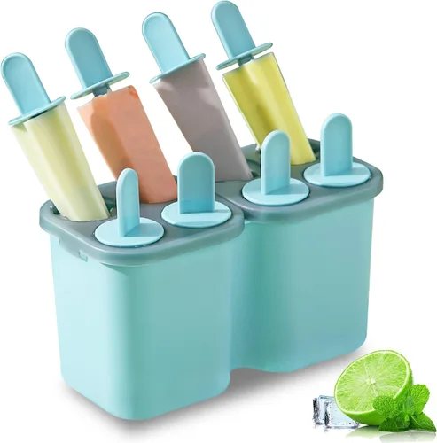 HOMQUEN Moldes para paletas de hielo, 8 piezas, molde reutilizable para helado de fácil liberación para niños, moldes de paletas caseras de muchas