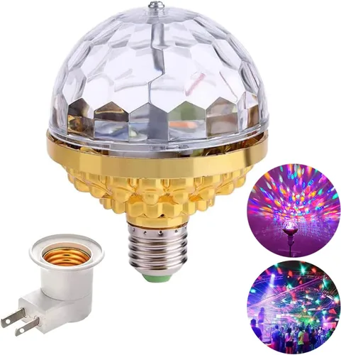 Luz de bola mágica giratoria colorida, luces de fiesta, bola de discoteca, bombilla con forma de bola de discoteca de espejo, bombilla mágica