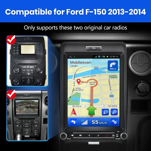 Miniatura 2 de Radio de coche Android 13 para Ford F150 2013 2014, estilo T de 12.1 pulgadas con CarPlay inalámbrico Android Auto GPS DSP WiFi Bluetooth SWC salida