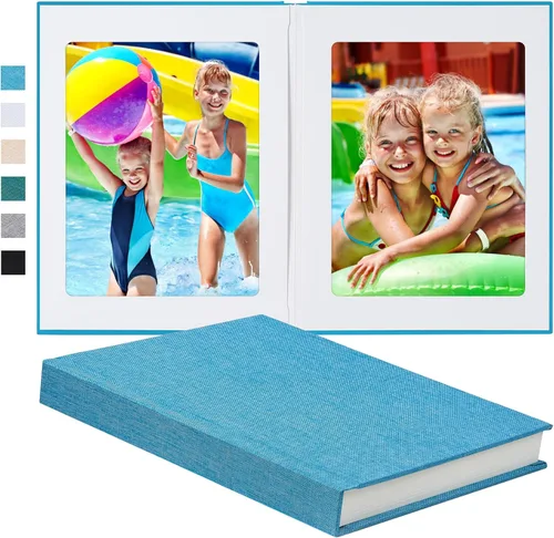Álbum de fotos Pssoss 8x10 con espacio para escribir, cubierta de lino, álbum de fotos 8x10, libro de fotos con capacidad para 20 fotos, ideal para