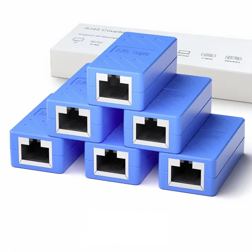 Dingsun Acoplador RJ45, extensor Ethernet para conector hembra a hembra Cat7/Cat6/Cat5e/Cat5 (6, azul)