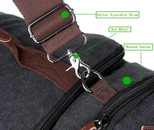 Miniatura 5 de Baosha Mochila de lona para viaje de fin de semana, mochila híbrida para senderismo, mochila para computadora portátil, para deportes al aire libre