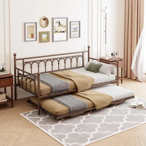 Miniatura 3 de Sofá cama individual con cama nido, cama de día con cama nido, cama individual con soporte de listones de acero, cama individual con nido emergente