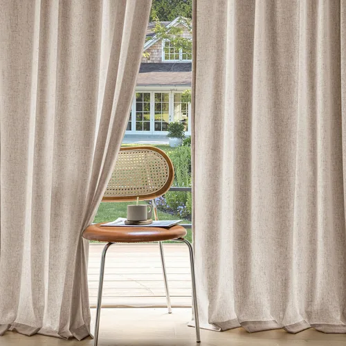 Miniatura 24 de MIULEE 2 paneles de cortinas de lino de privacidad que no se transparentan, cortinas filtrantes de luz, cortinas texturizadas con pestaña trasera