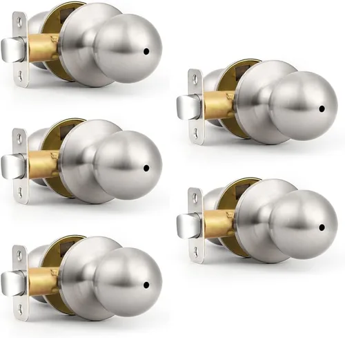 Miniatura 10 de Probrico Paquete de 3 cerraduras redondas de privacidad para puertas interiores sin llave, cerraduras de puerta en forma de bola para cepillado