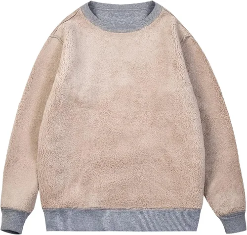 Miniatura 2 de MAGCOMSEN Sudaderas con forro de sherpa para hombre, sudadera básica de invierno con cuello redondo