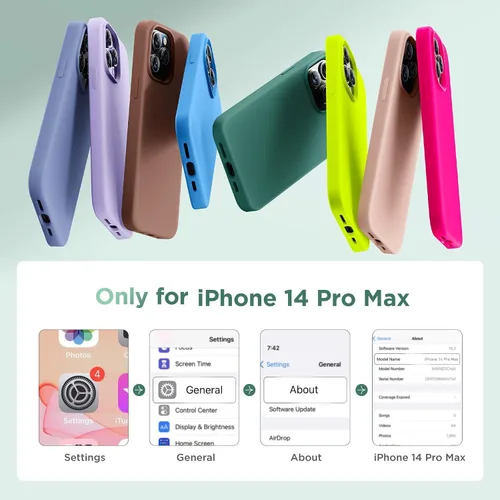 Miniatura 6 de Cordking Funda diseñada para iPhone 14 Pro Max, silicona líquida de alta calidad a prueba de golpes para iPhone 14 ProMax