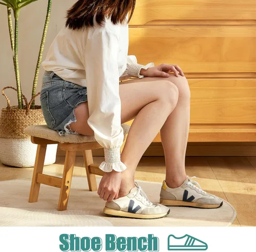 Miniatura 2 de viewcare Reposapiés Otomanos, Reposapiés Pequeño y Suave con Patas de Madera, Reposapiés Extra para Sofá para Entrada de Sala de Estar, Oficina