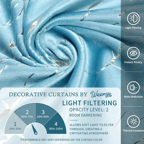 Miniatura 5 de Weenye Cortinas azules: 63 pulgadas de largo, puerta corredera para dormitorio y sala de estar, 52 x 63 pulgadas