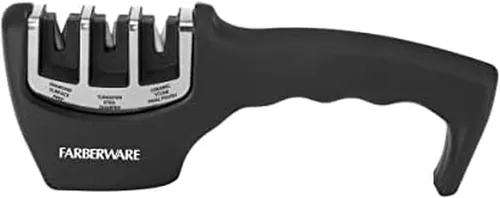 Miniatura 6 de Farberware Edgekeeper - Afilador de cuchillos de cocina de 3 etapas, 7.5 pulgadas, color negro