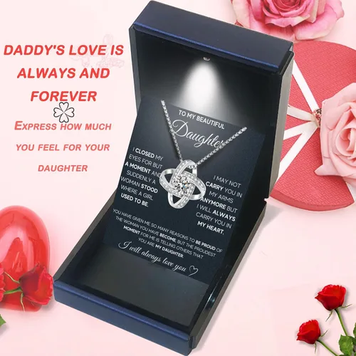 Miniatura 2 de MGOOL Collar con colgante de plata de ley 925 para hija, regalo de cumpleaños, Navidad, graduación, tarjeta de mensaje y caja de regalo LED