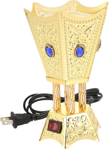 SEWACC Quemador de incienso eléctrico de metal, estilo de Oriente Medio, quemador de incienso eléctrico de mesa, para hogar, oficina, yoga,
