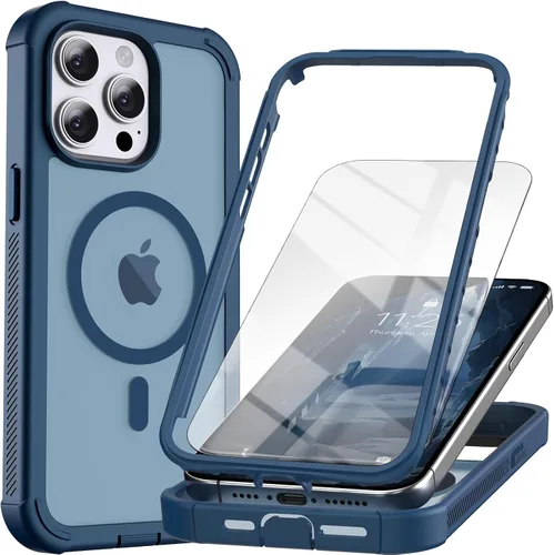 Miniatura 24 de Funda magnética para iPhone 13 Pro Max, protector de pantalla, compatible con MagSafe, protección contra caídas de grado militar, protección