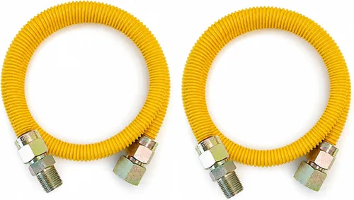 Miniatura 8 de EZ-Fluid 48 pulgadas SS corrugado amarillo epoxi recubierto 3/4 pulgadas MIP x 3/4 pulgadas FIP línea flexible de gas, manguera de suministro