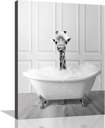 Miniatura 20 de Decoración de Arte de Pared en Blanco y Negro – Oso con Gafas Sentado en el Inodoro Leyendo Periódico, Impresiones en Lienzo, Imágenes de Animales