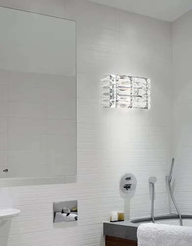 Miniatura 3 de JONATHAN Y Lámpara de tocador moderna de cristal cromado de 10 pulgadas, aplique de pared LED para baño, 1 lámpara para espejo, iluminación